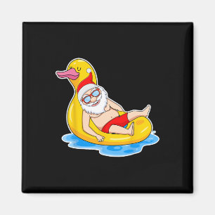 Summer Christmas In July Tropical Santa On Pool Su Magnet