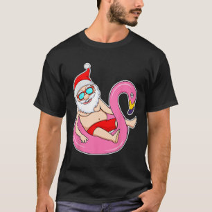 Summer Christmas In July Tropical Santa On Pool Su T-Shirt