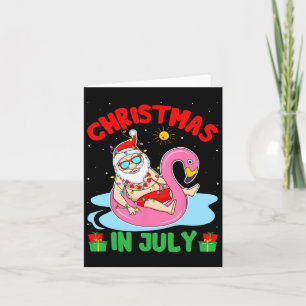 Summer Christmas In July - Tropical Santa Surfing Card