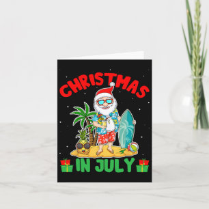 Summer Christmas In July - Tropical Santa Surfing  Card