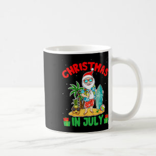Summer Christmas In July - Tropical Santa Surfing Coffee Mug