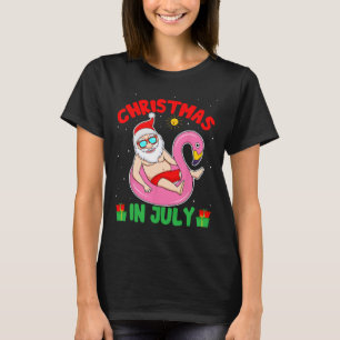 Summer Christmas In July - Tropical Santa Surfing T-Shirt