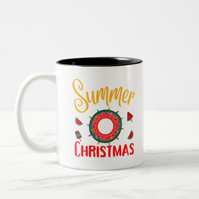 Summer Christmas July Two-Tone Coffee Mug (Left)