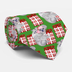 Summer Christmas Koalas Green Tie