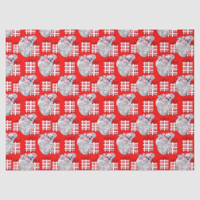 Summer Christmas Koalas Red Tissue Paper (Front)