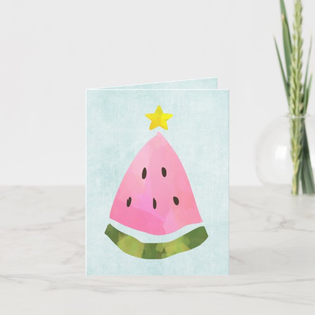 Summer Christmas Xmas Watermelon Tree Note Card (Front)