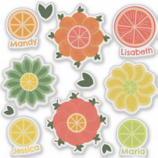 Summer Citrus and Floral Custom-Cut Vinyl Sticker