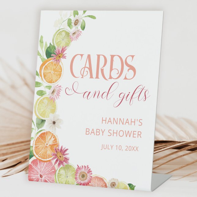 Summer Citrus Baby Shower Cards and Gifts Pedestal Sign (Creator Uploaded)