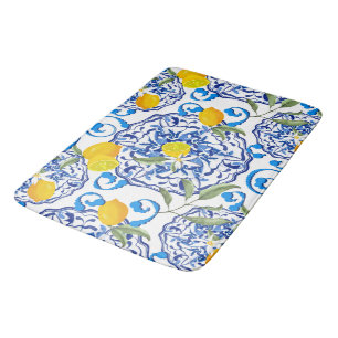 Summer citrus,boho ,bohemian,floral Mediterranean Bath Mat