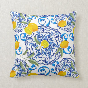 Summer citrus,boho ,bohemian,floral Mediterranean Cushion