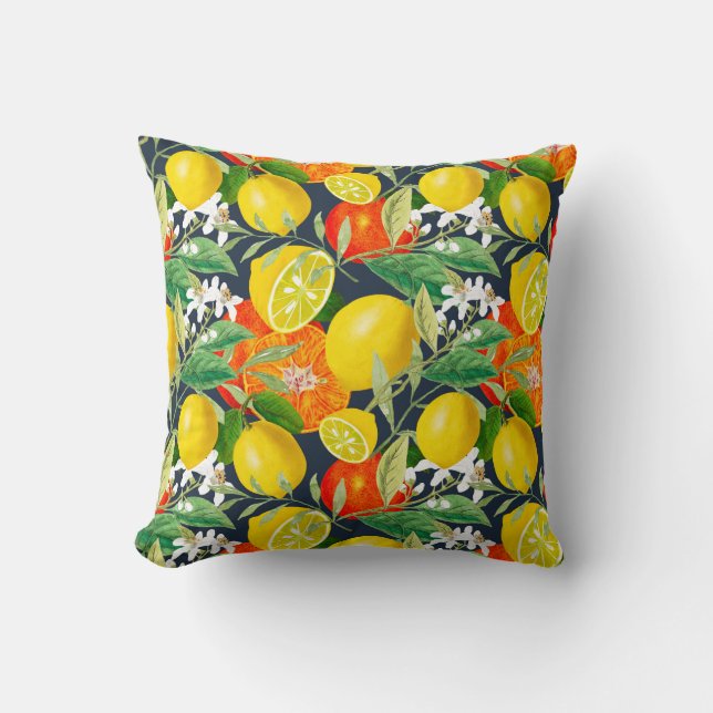 Summer ,citrus,boho ,bohemian,floral Mediterranean Cushion (Front)
