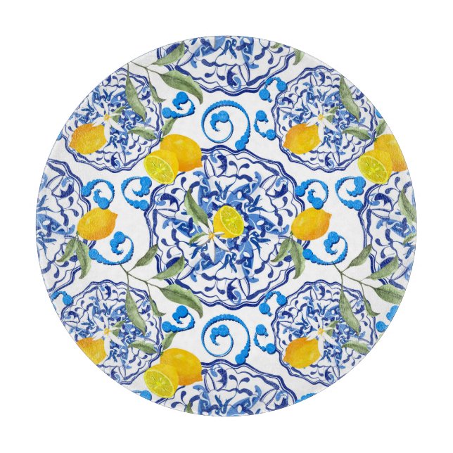 Summer citrus,boho ,bohemian,floral Mediterranean  Cutting Board (Front)