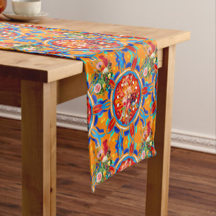 Summer citrus,boho ,bohemian,floral Mediterranean  Short Table Runner