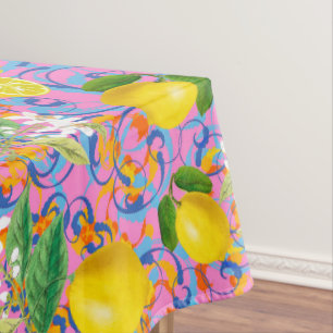 Summer ,citrus,boho ,bohemian,floral Mediterranean Tablecloth