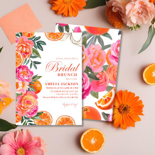 Summer Citrus Colourful floral Bridal Brunch  Invitation