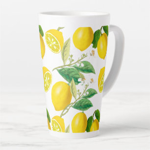 Summer, citrus ,floral Mediterranean style ,lemon  Latte Mug