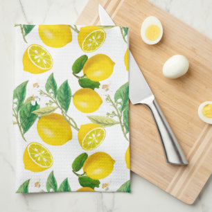 Summer, citrus ,floral Mediterranean style ,lemon Tea Towel