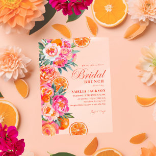Summer Citrus & Floral Orange Bridal Shower Acrylic Invitations