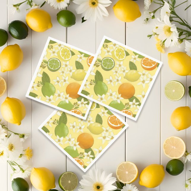 Summer Citrus Fruit Paper Napkins (Summer Paper Party Napkins)