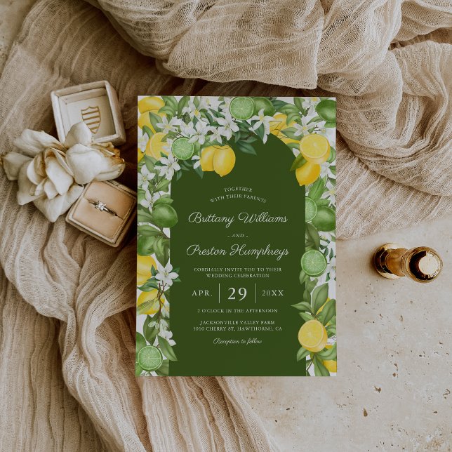Summer Citrus Lemon Lime Wedding Invitation (Creator Uploaded)