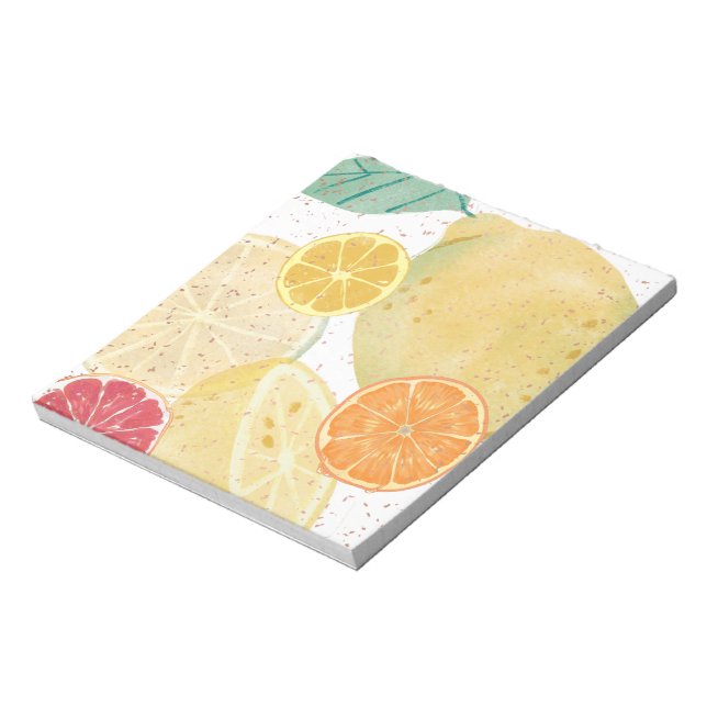 Summer Citrus Lemon Orange and Grapefruit Pattern  Notepad (Rotated)