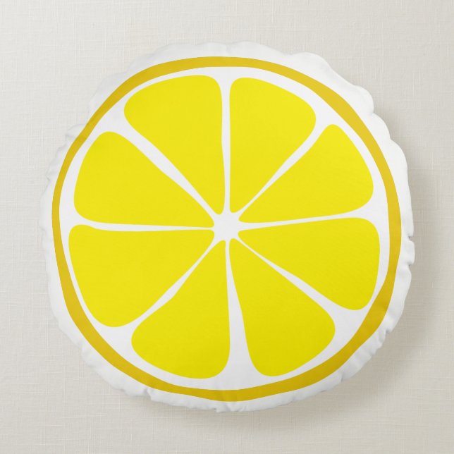 Summer Citrus Lemon Round Pillow (Front)
