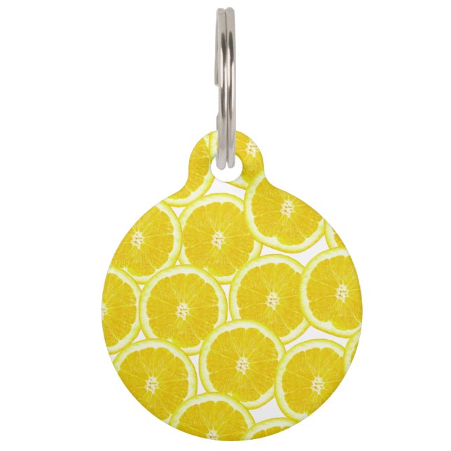 Summer Citrus Lemon Slices Pet Tag (Back)