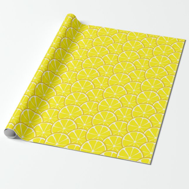 Summer Citrus Lemon Slices Wrapping Paper (Unrolled)
