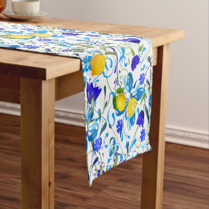 Summer citrus,lemons ,floral Mediterranean Short Table Runner