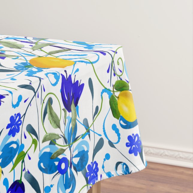 Summer citrus,lemons ,floral Mediterranean  Tablecloth (In Situ)