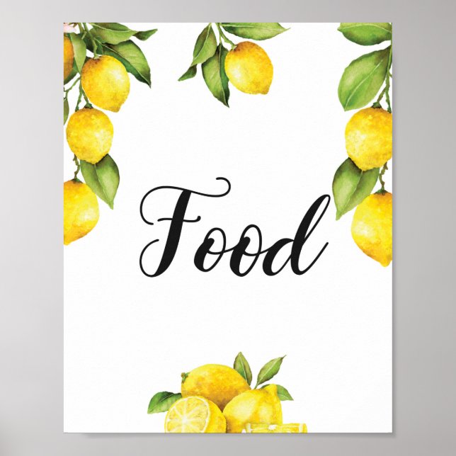 Summer Citrus Lemons Food Sign Baby Shower (Front)