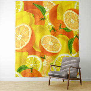 Summer Citrus Lemons & Oranges WhimsicalArtwork™ Tapestry