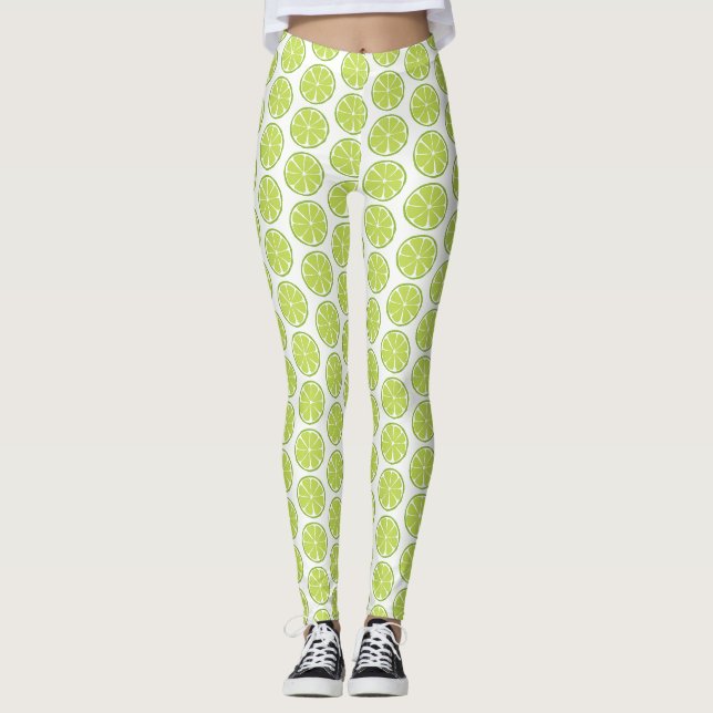 Summer Citrus Lime Leggings - Tile Print (Front)