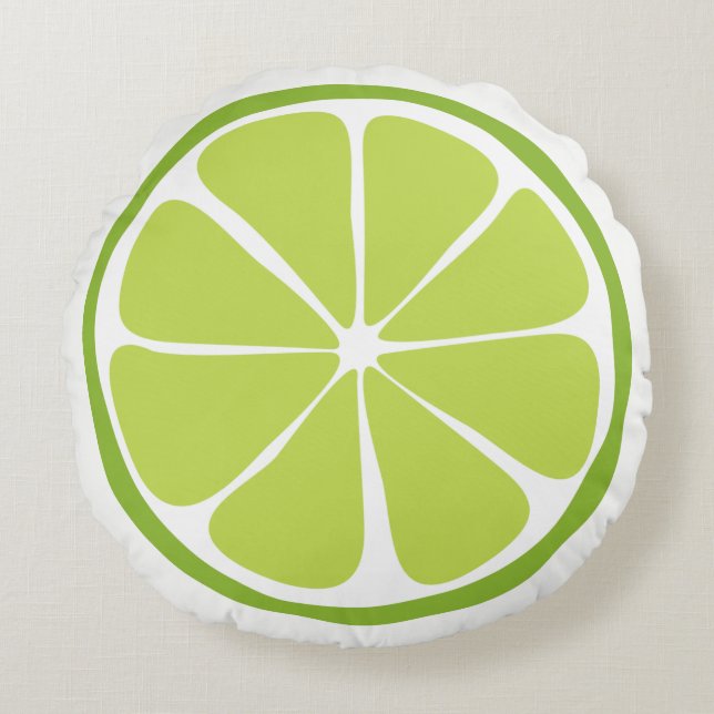 Summer Citrus Lime Round Pillow (Front)