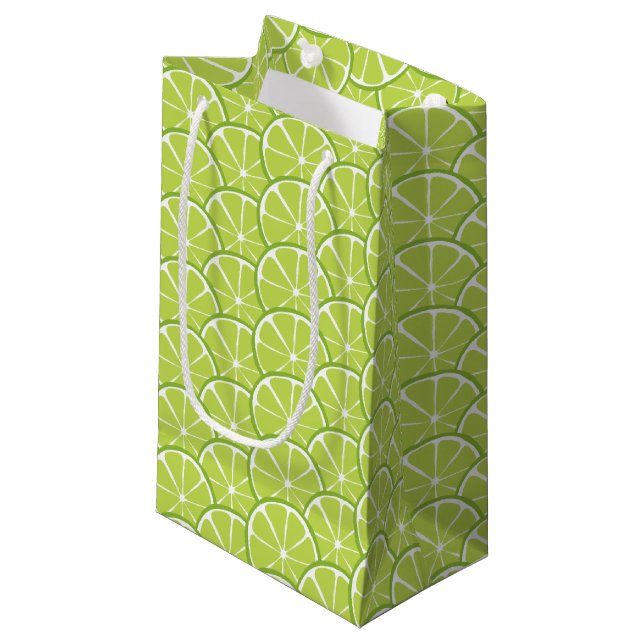 Summer Citrus Lime Slices Gift Bag - SM/MED/WINE (Front Angled)