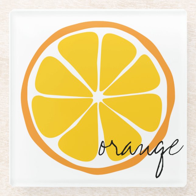 Summer Citrus Orange Glass Coaster (Front)