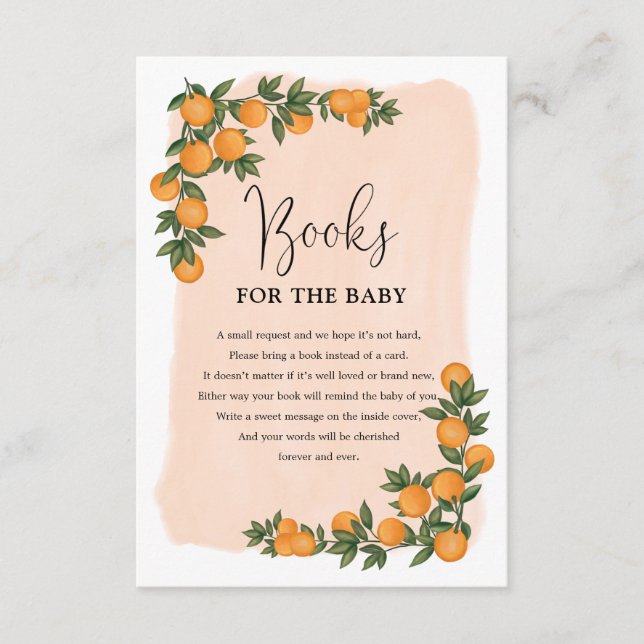 Summer Citrus Orange Greenery Books for Baby Enclosure Card (Front)