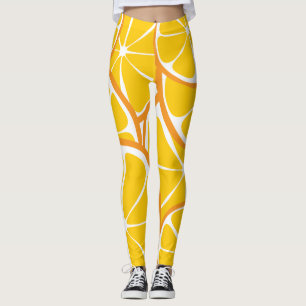 Summer Citrus Orange Leggings - Bold Print