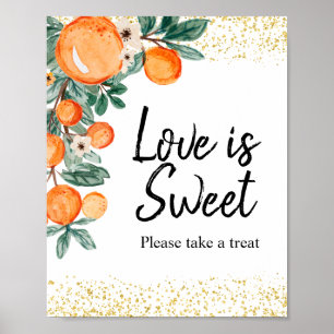 Summer Citrus Orange Watercolor Love is Sweet Poster