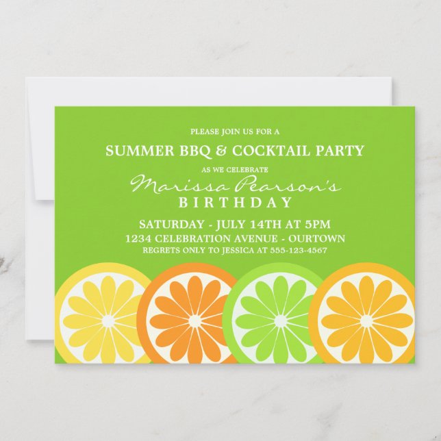 Summer Citrus Party Invitations (Front)