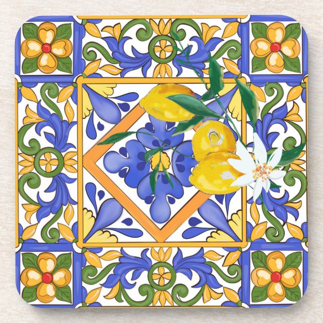 Summer,citrus,Sicilian,Mediterranean style,lemon,m Coaster (Front)