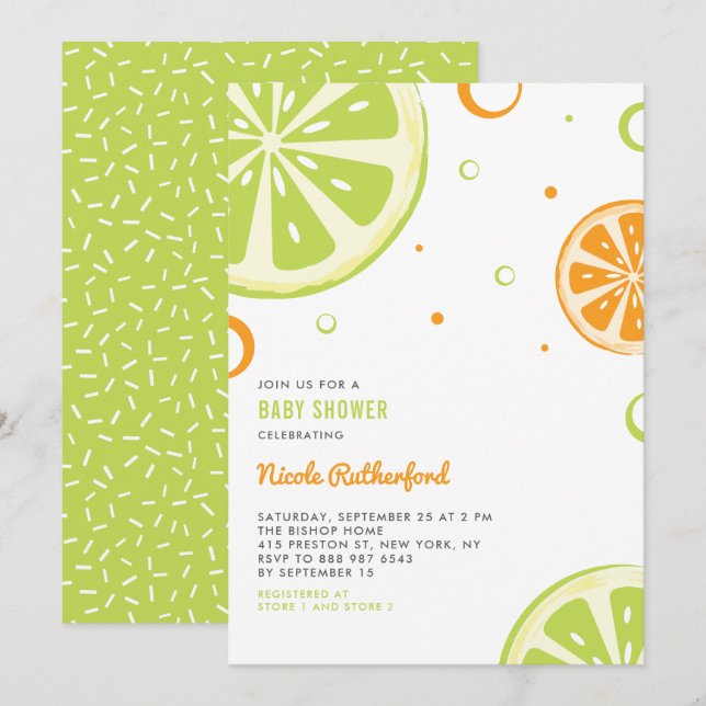 Summer Citrus Slices Baby Shower Invitation (Front/Back)