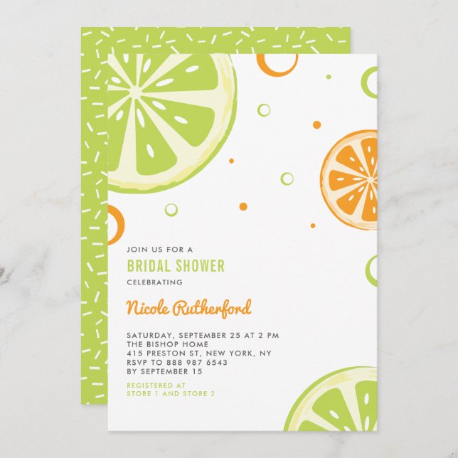 Summer Citrus Slices Bridal Shower Invitation (Front/Back)