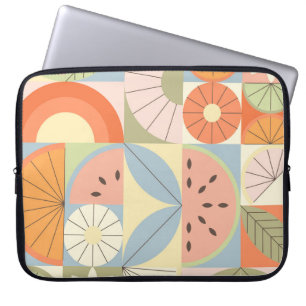 Summer Citrus Watermelon: Abstract Geometric Patte Laptop Sleeve