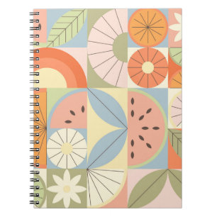 Summer Citrus Watermelon: Abstract Geometric Patte Notebook