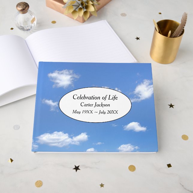 Summer Clouds In Sky for Memorial Service  Guest Book (Front Open)