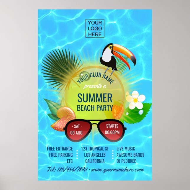 Summer Club/Corporate Beach Party advertisement Poster (Front)