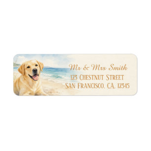 Summer Coast Watercolor Labrador Return Address Label