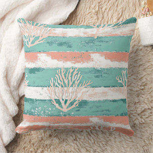 Summer Coastal Coral Pattern Cushion