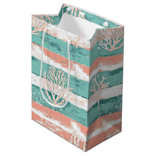 Summer Coastal Coral Pattern Medium Gift Bag